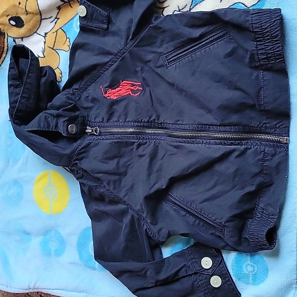 Toddler Polo Ralph Lauren zip up jacket.  Navy with red horse.  Size 2T.
